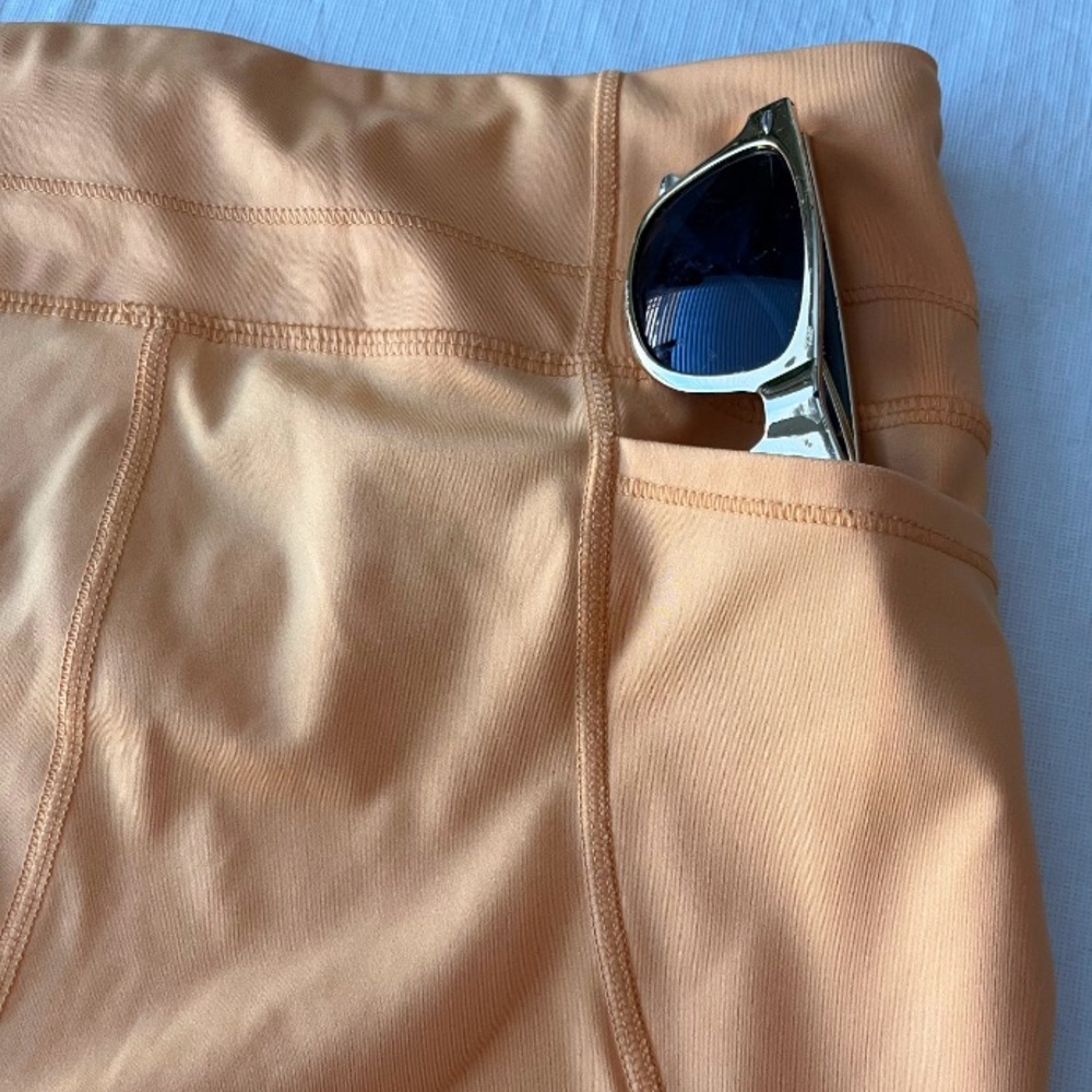 Natori Bright Fluorescent Tangerine Orange Athletic Bike Shorts - Picture 3 of 4